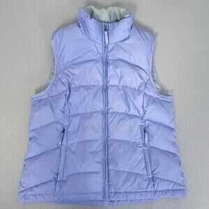 L.L.Bean Goose Down Puffer Vest Womens Large Light Blue Full Zip Nylon